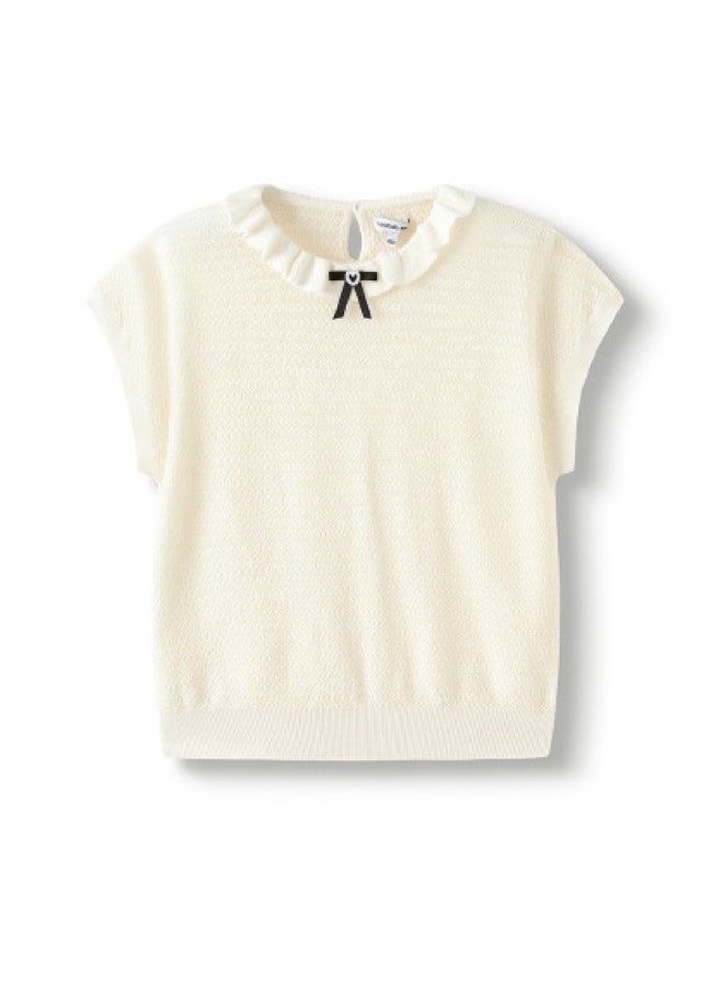 Balabala Kids' Sweater For Girls, Big Girls' Sweet Summer Short-sleeve Knit Top, Pure Cotton Comfortable And Stylish - Image 1