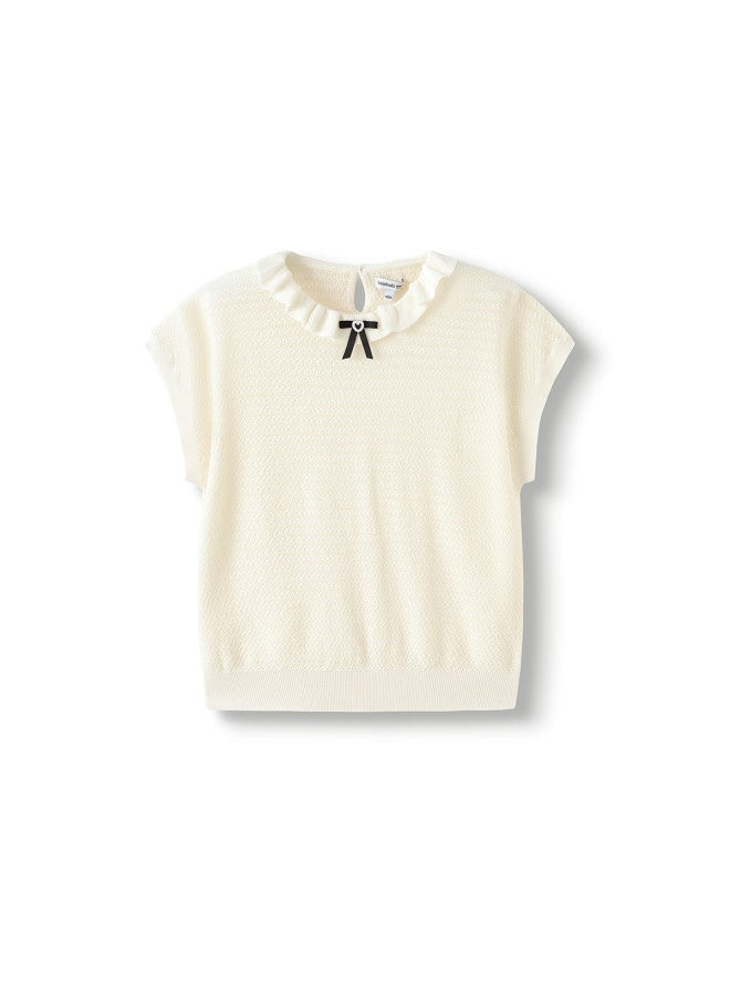 Balabala Kids' Sweater For Girls, Big Girls' Sweet Summer Short-sleeve Knit Top, Pure Cotton Comfortable And Stylish - Image 2