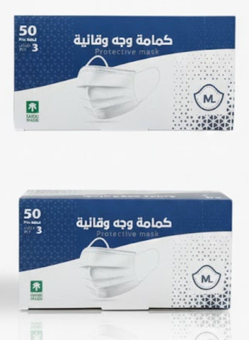 Medline Your everyday safety in its simplest form – Medical face masks for daily use – 2 packs of 50 masks (100 masks total) – 3 layers of protection with comfortable ear loops - Image 3