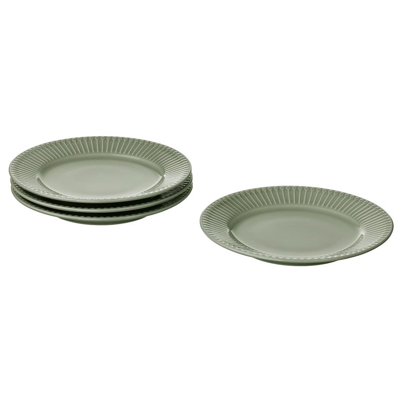 BS Case Ikeaa STRIMMIG Stoneware Side Plate Pale GreyGreen 21 cm 8 inches - Image 1