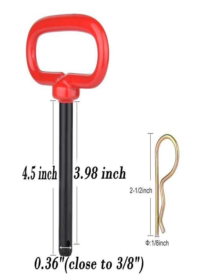 Comonc 2 Pcs 3/8 inch Red Handle Hitch Pin Accessories for Tractors,Clevis Pin 3/8 x 4 Inch - Image 2