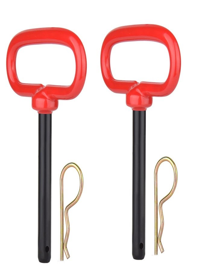 Comonc 2 Pcs 3/8 inch Red Handle Hitch Pin Accessories for Tractors,Clevis Pin 3/8 x 4 Inch - Image 1