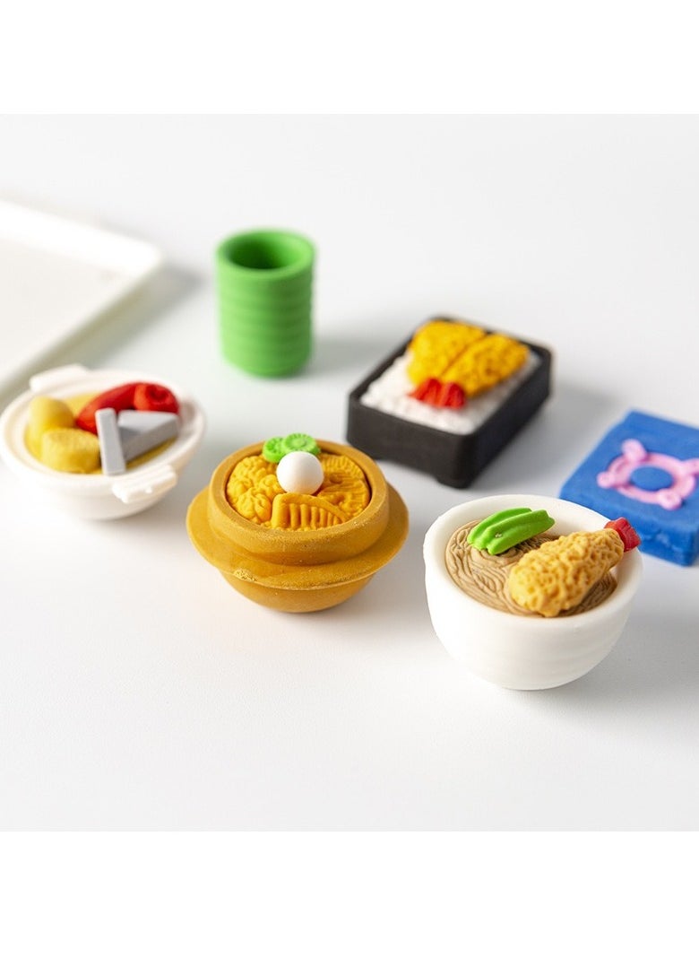 LAIAOCISI 6-Piece Noodles Rice Shape Pencil Eraser Set Multicolour  - Image 1