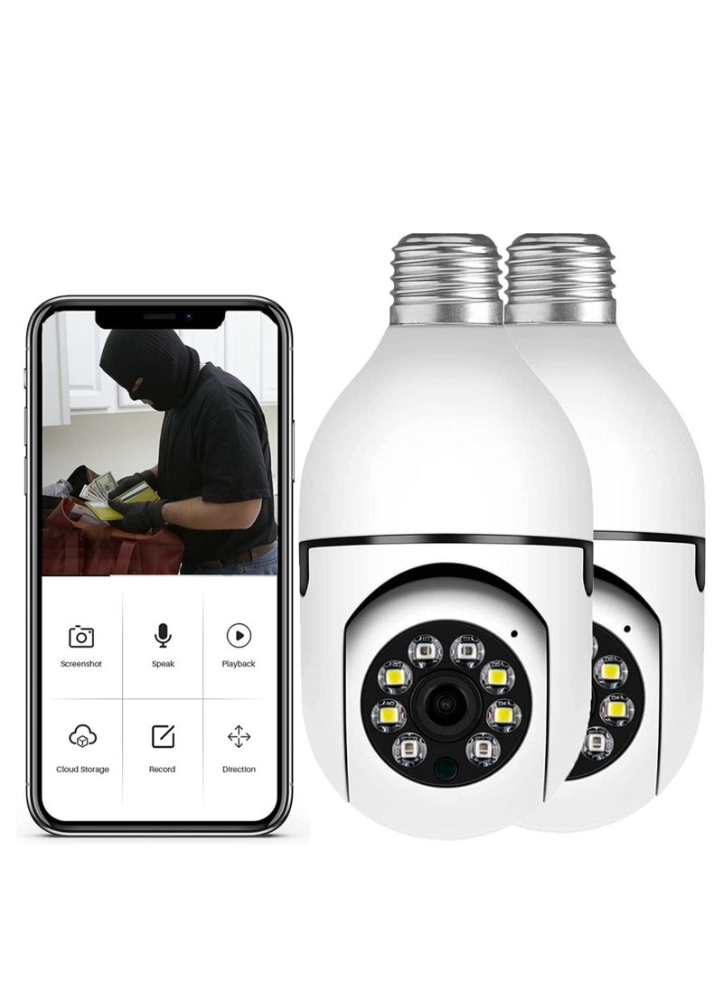 ELTRAZONE - 2Pcs Light Bulb Security Camera 2.4GHz & 5G WiFi Outdoor, 1080P E27 Light Socket Security Camera, Indoor 360° Home Security Cameras, - Image 1