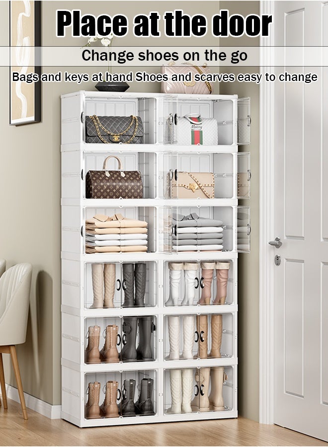 Generic Foldable shoe box - Large size - No installation required - Integrated long and short boots - Multi-layer storage box - Plastic transparent - Home use - No installation required - Shoe box - Transparent shoe storage box - Large storage shoe cabinet - Thick drawer-style multi-layer folding shoe rack - Image 2