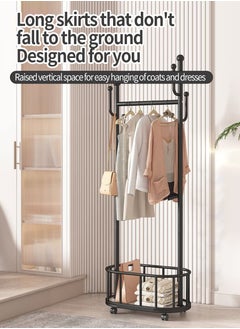 Rolling Metal Clothes Rack, Metal Clothes Rack with Wheels and Storage Basket, Branch Shape Hooks, Suitable for Hanging Clothes, Hats and Handbags in Living Room, Bedroom 60cm - pzsku/ZC21D1ED5DD211F3D3405Z/45/1741078710/2c8a8f97-f306-47d6-86ad-89a00c39720f