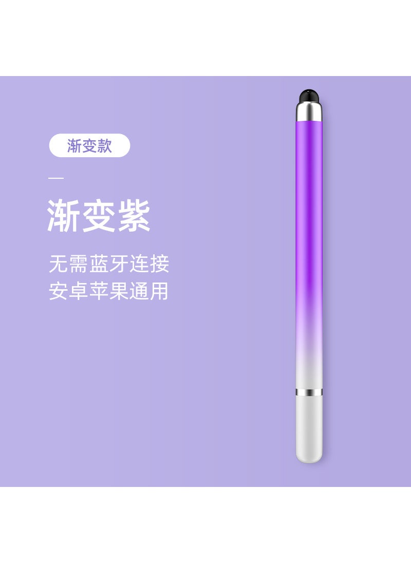 Generic Macaron Gradient Color Double Head Stylus Pen Disc Touch Screen Pen Mobile Phone Tablet Stylus Pen Clip Painting Capacitance Pen Gradient Purple [Double Head Touch]] 
