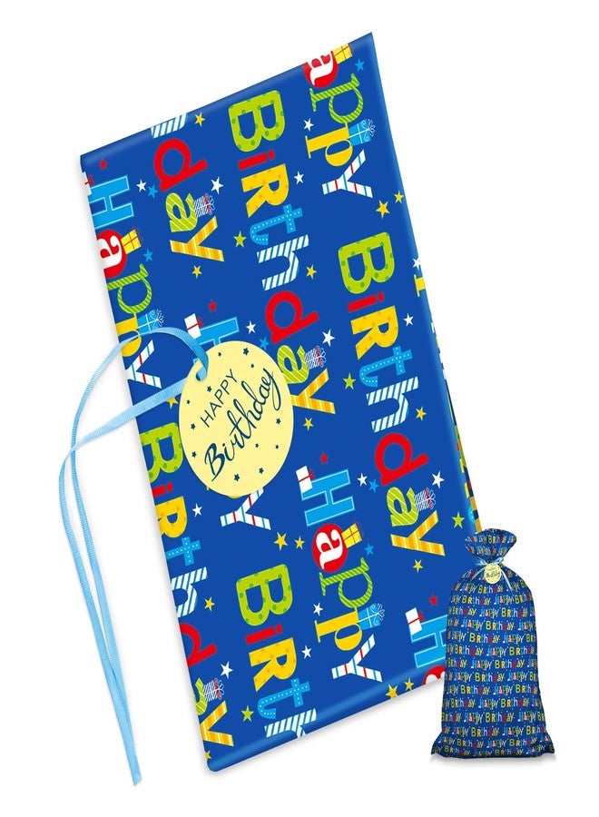 Laidans 56" Extra Large Blue Plastic Gift Bag, Jumbo Happy Birthday Gift Bag with Tag and Tie for Boy Kids Birthdays Parties or Holiday - Image 4