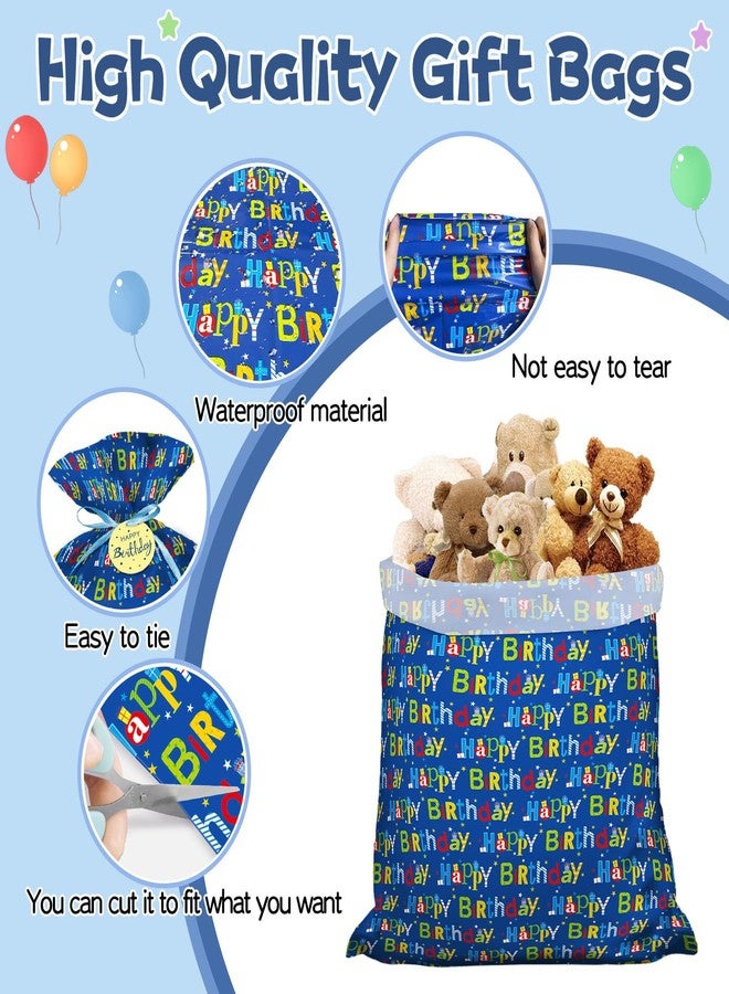 Laidans 56" Extra Large Blue Plastic Gift Bag, Jumbo Happy Birthday Gift Bag with Tag and Tie for Boy Kids Birthdays Parties or Holiday - Image 3