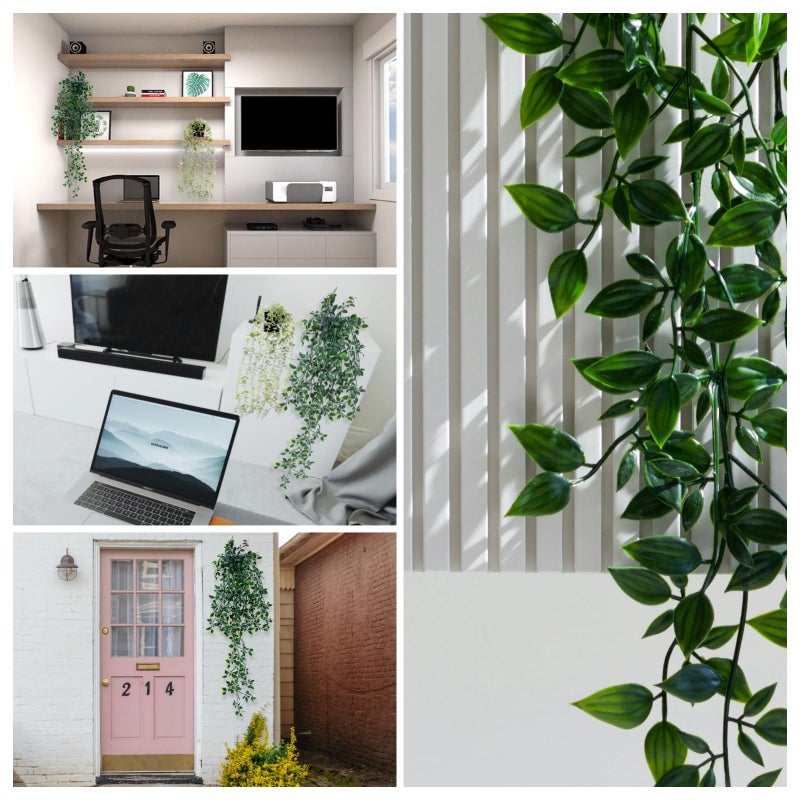 Freyalife 2pcs Fake Hanging Plants for Room Decor,Artificial Potted Plants Eucalyptus for Aesthetic Vintage Boho Home Office Living Bedroom Wall Patio Bathroom Bookshelf Christmas Indoor Outdoor Decor - Image 4