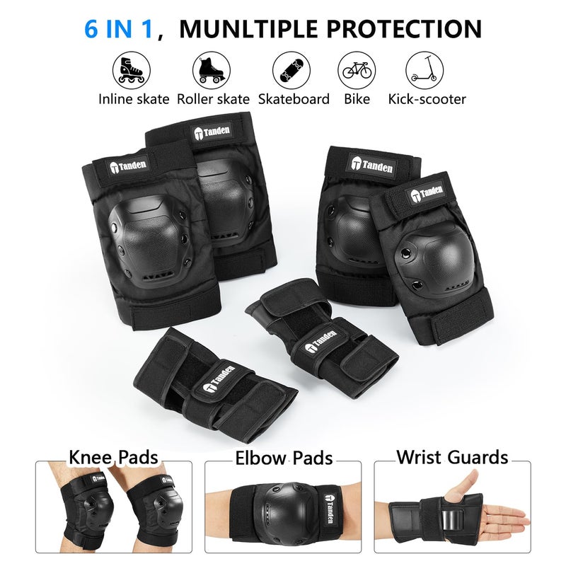 Tanden Skate Protective Gear Adult Knee and Elbow Pads for Roller Skating Pads Adult, Skateboard Knee Pads Elbow Pads Wrist Guards - Image 2