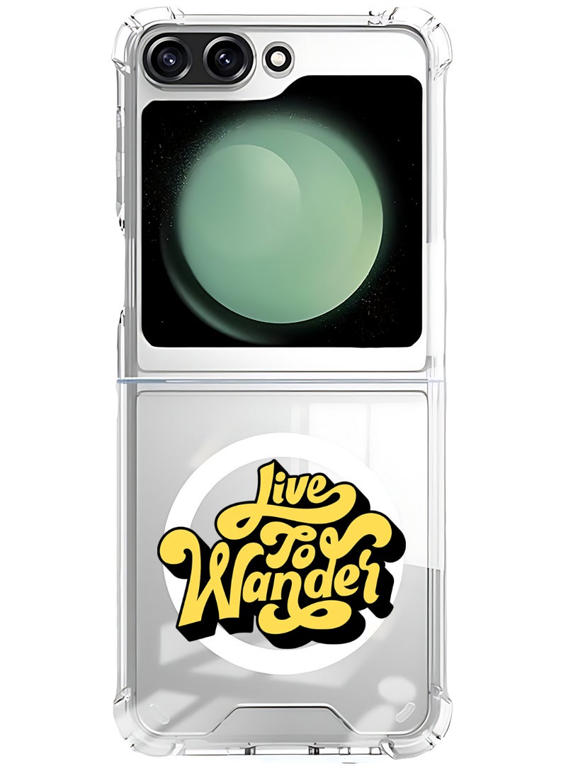 Theodor Magnetic Case for Samsung Galaxy Z Flip 5 Compatible with MagSafe Wireless Charging, Shockproof Phone Bumper Cover Live to wander-01 - Image 1