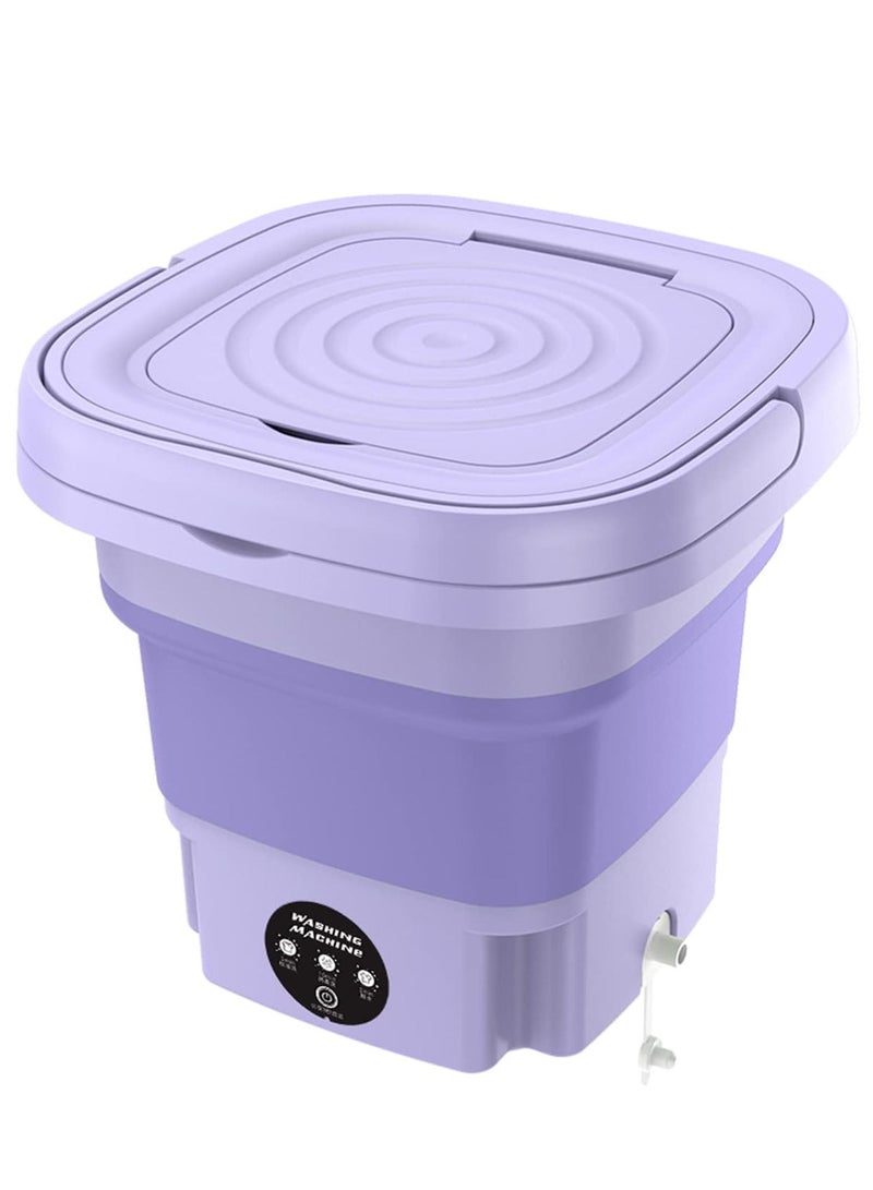 Folding Washing Machine Mini Automatic Clothes Washing Machine Portable Lightweight Underwear Washer for Travel Camping Apartment Laundry (Purple)