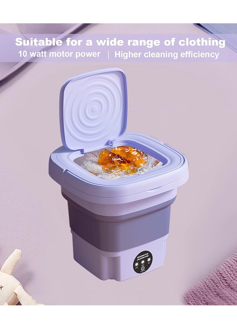 Folding Washing Machine Mini Automatic Clothes Washing Machine Portable Lightweight Underwear Washer for Travel Camping Apartment Laundry (Purple)