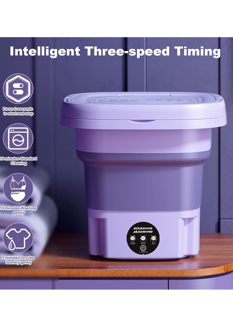 Folding Washing Machine Mini Automatic Clothes Washing Machine Portable Lightweight Underwear Washer for Travel Camping Apartment Laundry (Purple)