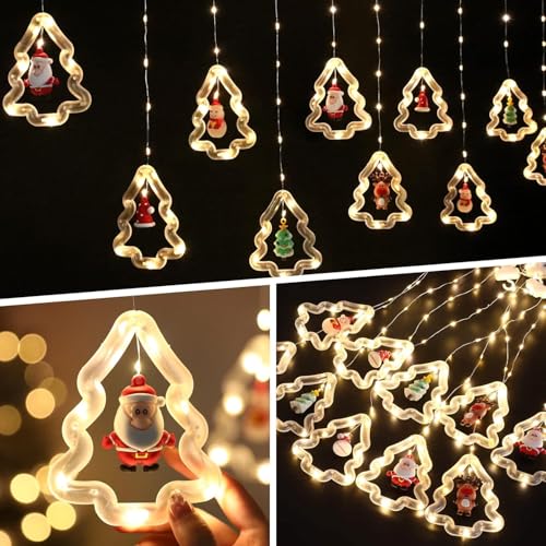 HashWOW 10 Tree Lights 120 LED Christmas Curtain Light Decorations Indoor/Outdoor, Battery Operated Waterproof String Lights, Christmas Window Lights Decor - Image 5