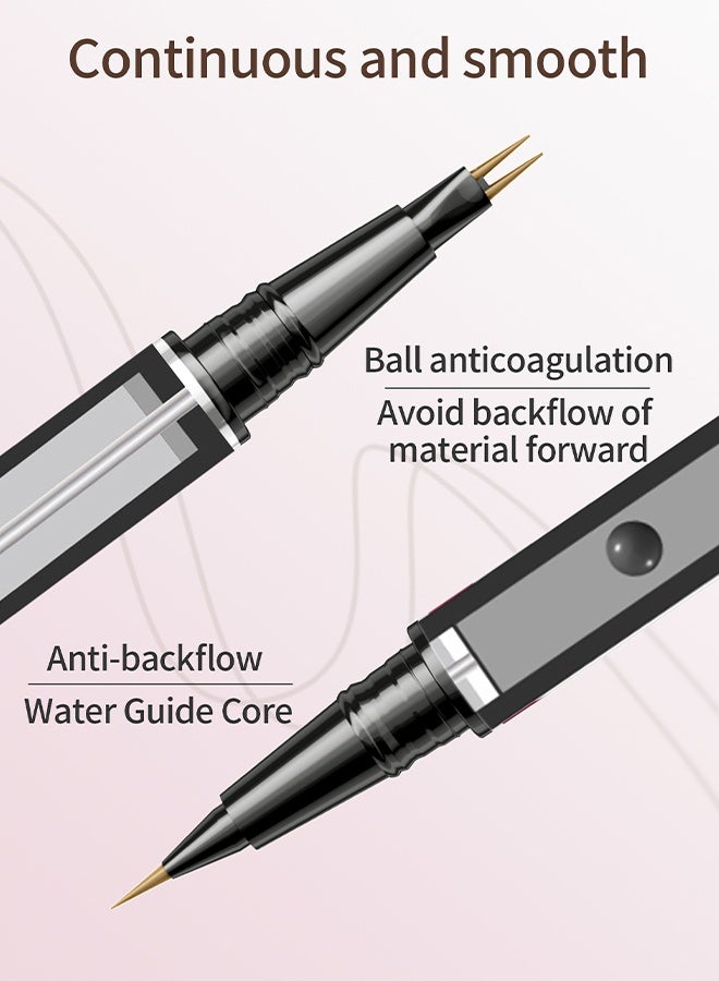 كيو اي سي حاجب، قلم فائق الدقة لرسم شعيرات دقيقة، قلم حواجب 2 في 1 ذو طرفين مع فرشاة مزدوجة، لحواجب طبيعية تشبه الشعر، طويل الأمد، أسود - Image 5