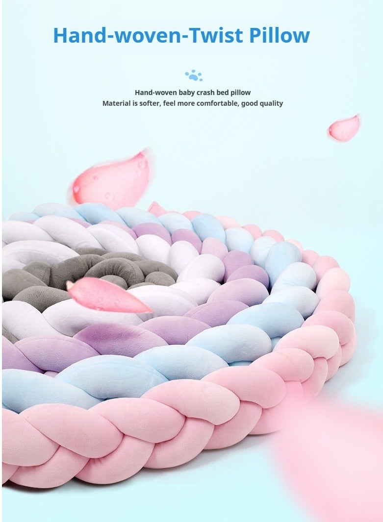 SISGL سياج سرير مضاد للصدمات للأطفال من شرائط منسوجة ثلاثية معقودة، زخرفة غرفة الرضع، واقي سرير للأطفال حديثي الولادة، ملحقات الفراش - Image 2