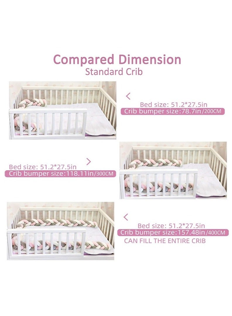 SISGL سياج سرير مضاد للصدمات للأطفال من شرائط منسوجة ثلاثية معقودة، زخرفة غرفة الرضع، واقي سرير للأطفال حديثي الولادة، ملحقات الفراش - Image 3