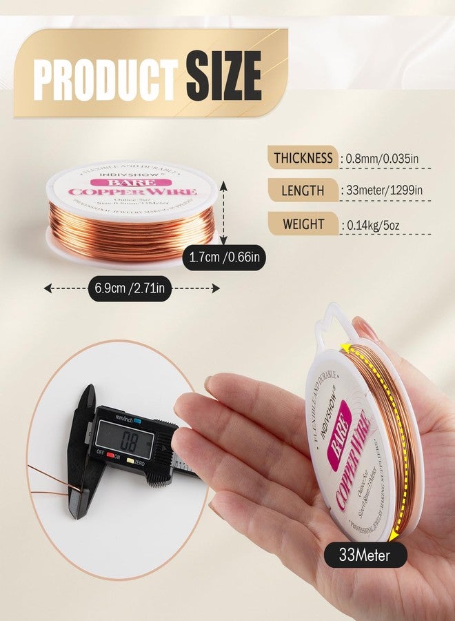 INDIVSHOW 20 Gauge Bare Copper Wire for Jewelry Making, Carving, and Gemstone Wrapping, Copper Wire for DIY Crafts and Gardening. - Image 2
