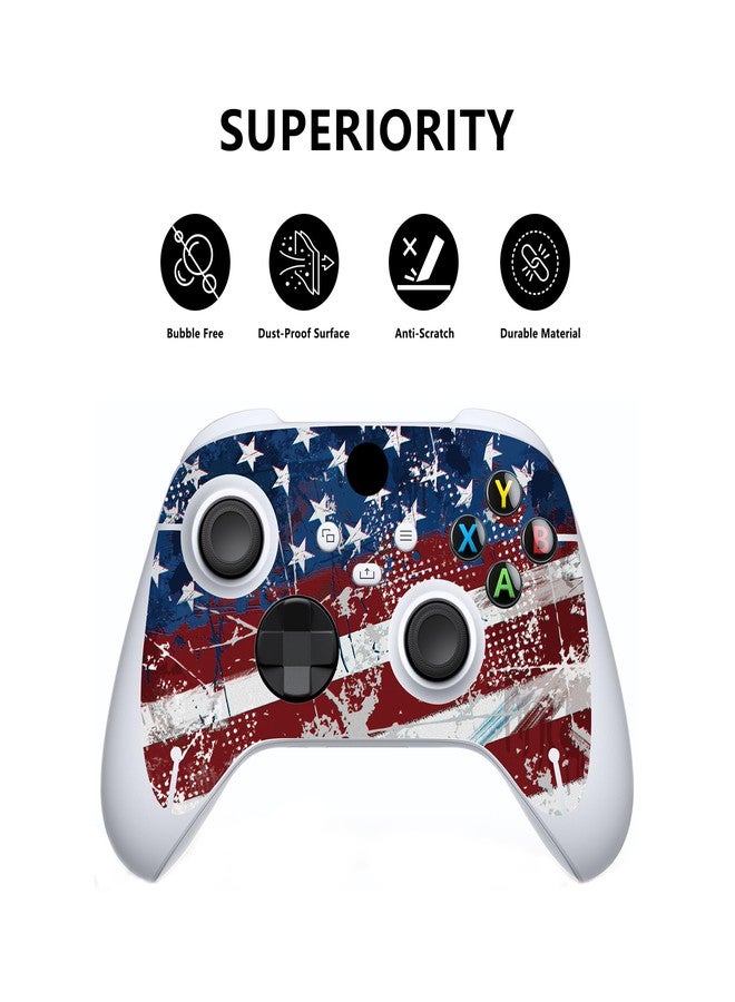 PlayVital Impression US Flag Custom Vinyl Skins for Xbox Core Wireless Controller, Wrap Decal Cover Stickers for Xbox Series S Console Controller - Image 2
