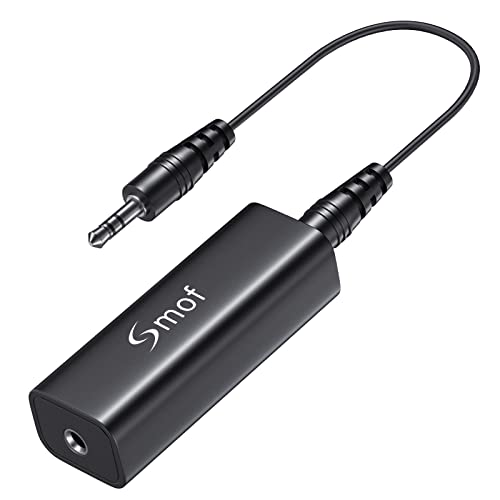 Smof Upgraded Ground Loop Noise Isolator, Noise Filter for Car Audio/Home Stereo System (Eliminate The Buzzing Noise Completely) with 3.5mm Audio Cable, Black - Image 1