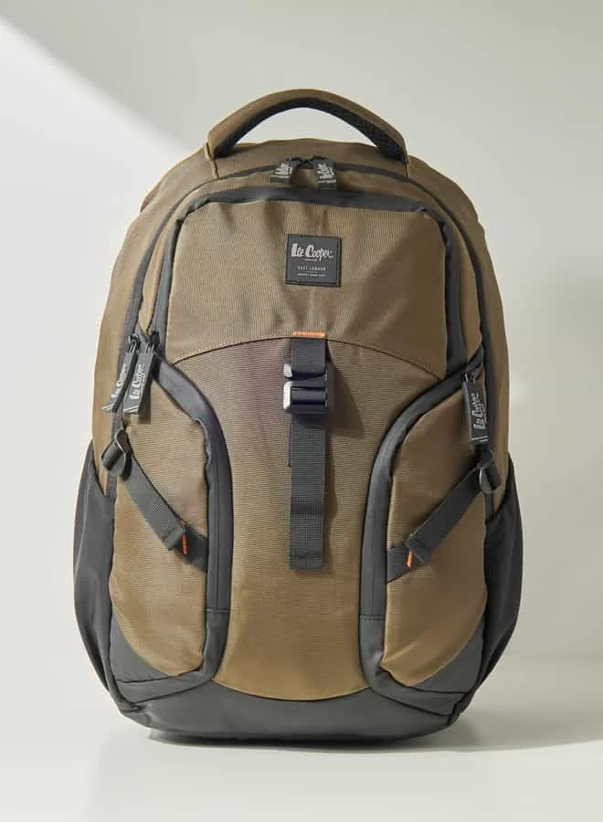 Lee Cooper Men Textured Backpack with Adjustable Shoulder Straps and Zip Closure - 47x32x7 cm