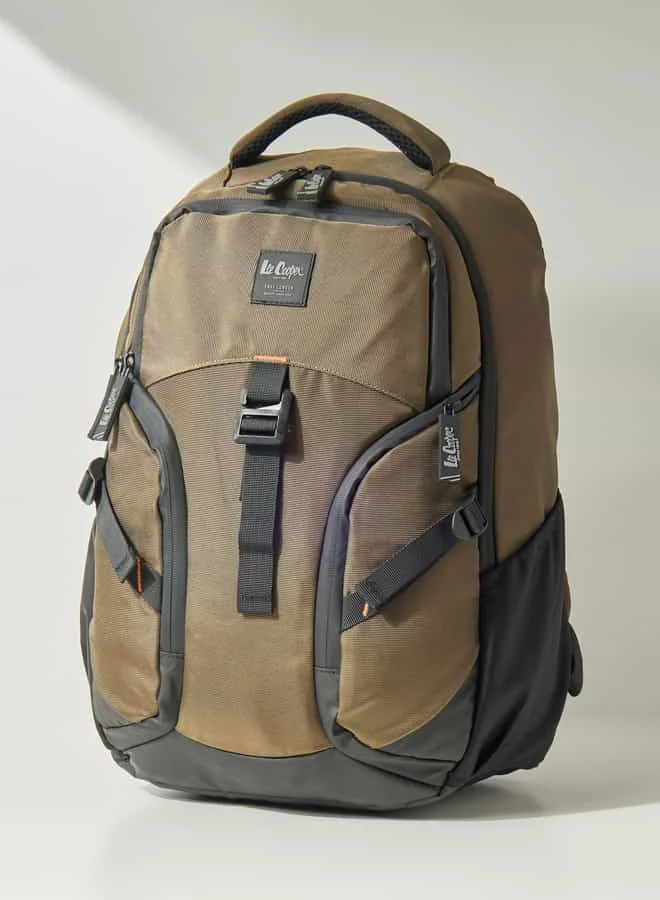 Lee Cooper Men Textured Backpack with Adjustable Shoulder Straps and Zip Closure - 47x32x7 cm