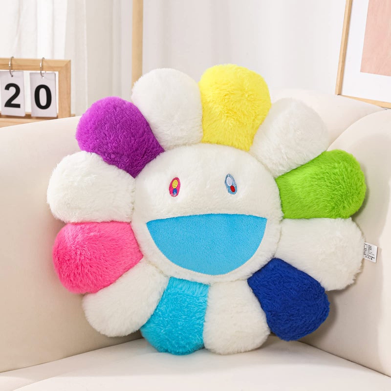 FIONOUT Flower Pillow, Daisy Shaped Throw Pillow, Flower Face Floor Cushions Floor Pillow, Colorful Sunflower Plush Pillow, Cute Room Decor Decorative Pillows for Sofa Bedroom Car (40cm/15.7in) - Image 1
