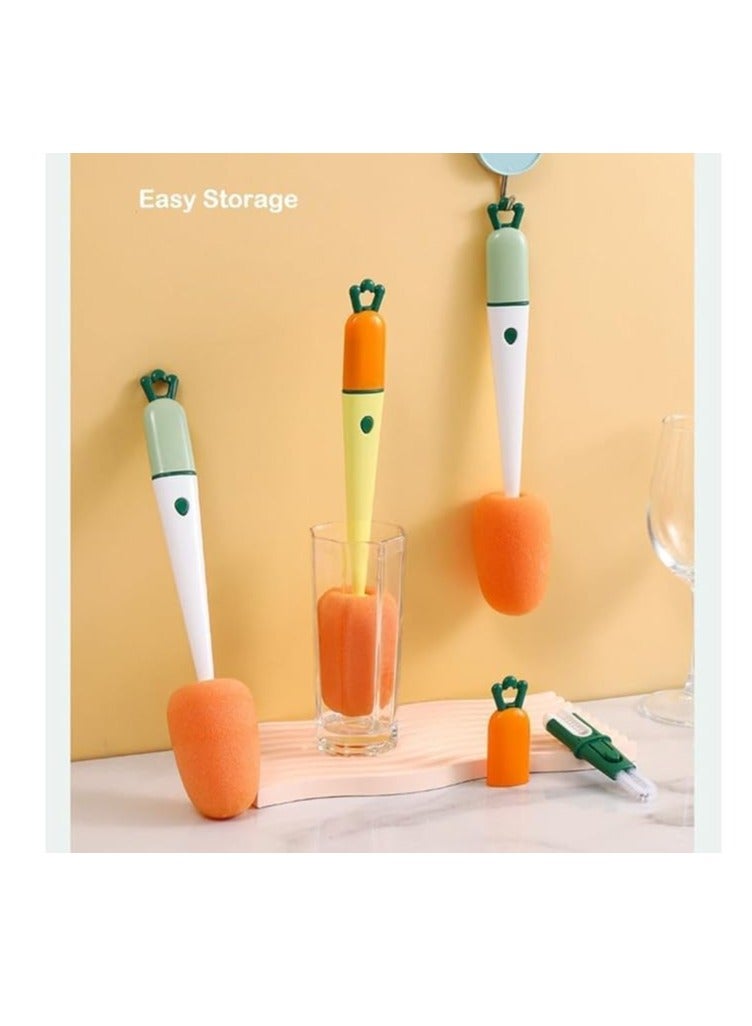 فرشاة تنظيف الزجاجات متعددة الاستخدامات 3 في 1، اسفنجة وفرشاة زجاجات، فرشاة تنظيف زجاجات وغطاء الاكواب، فرشاة تنظيف زجاجات المياه والاكواب (عبوة من قطعة واحدة) (ابيض واخضر) - Image 4