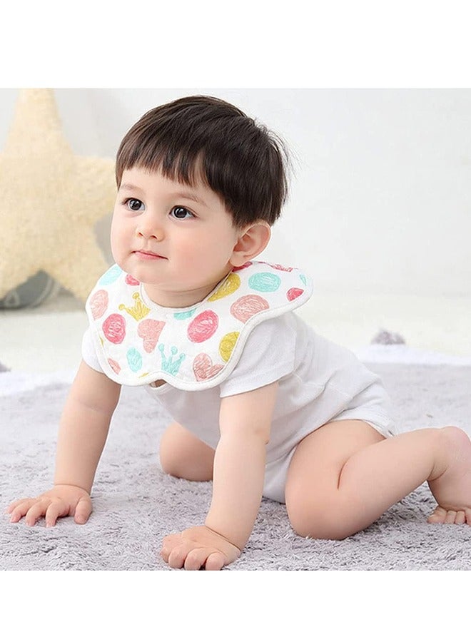 4 Piece Flower Shape Bandana Burp Cloths Soft Saliva Towel Cotton 360 ° Rotate Drool Pink Blue Organic And Super Absorbent Hypoallergenic Pullover Bibs - Image 5