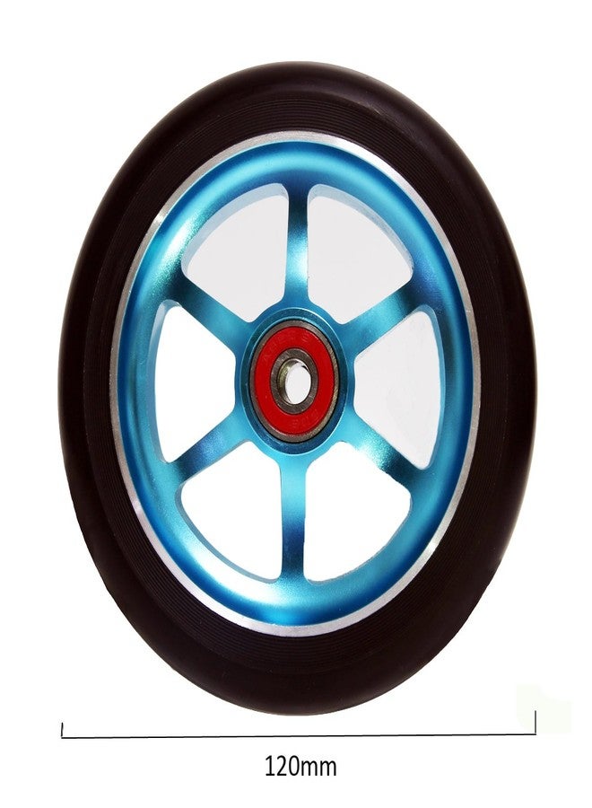 Z-FIRST (Blue) - 2Pcs 120mm Pro Scooter Wheels with Abec 9 Bearings for MGP/Razor/Lucky Pro Scooters (6 Spoke) - Image 2