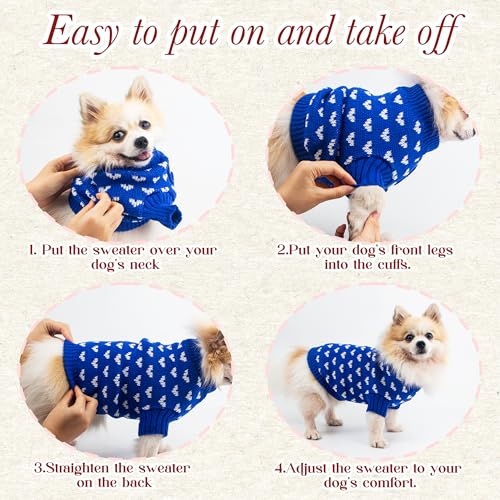 krastmon Dog Sweater Heart Puppy Sweater Warm Soft Pet Cloth Dog Outfits for Small Dogs and Cats (Pink, XL) - Image 4