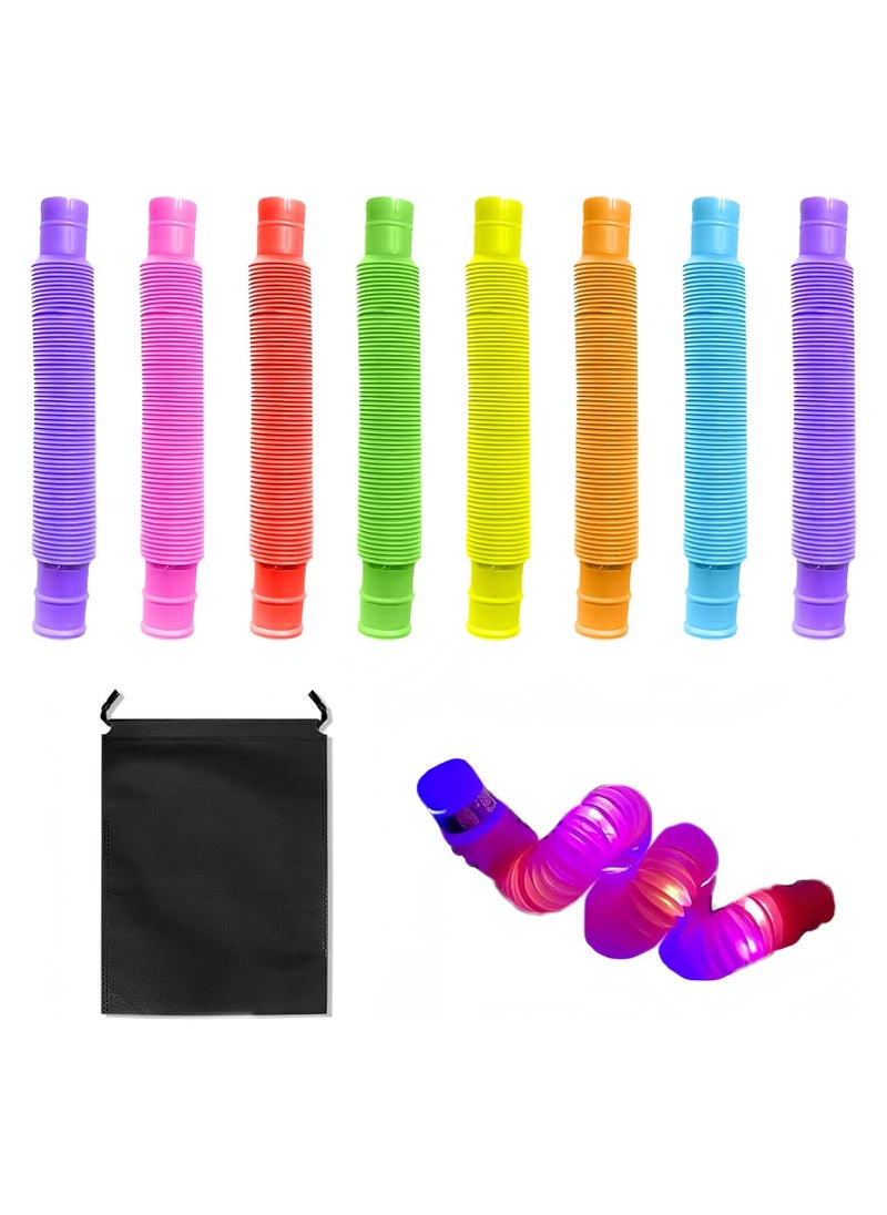 6 Pack Tangletech Fingertip Glow Tubes with Drawstring Storage Bag Sensory Light Up for Kids Glow in the Dark Holiday Party Favors  - Image 1