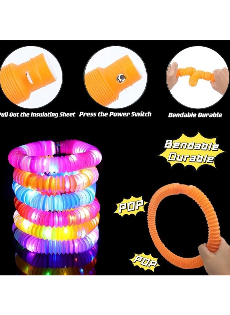 6 Pack Tangletech Fingertip Glow Tubes with Drawstring Storage Bag Sensory Light Up for Kids Glow in the Dark Holiday Party Favors  - Image 2