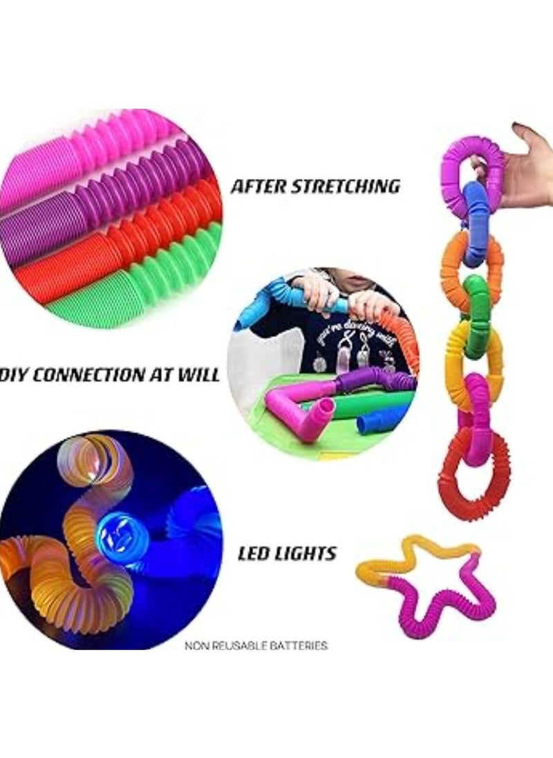 6 Pack Tangletech Fingertip Glow Tubes with Drawstring Storage Bag Sensory Light Up for Kids Glow in the Dark Holiday Party Favors  - Image 3