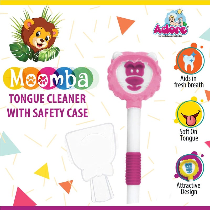Adore Moomba Tongue cleaner with Safty case Best for child oral care, Multicolour (Pack of 1) ((Pack of 5) (Multicolor)) - Image 3