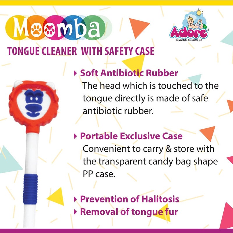 Adore Moomba Tongue cleaner with Safty case Best for child oral care, Multicolour (Pack of 1) ((Pack of 5) (Multicolor)) - Image 4