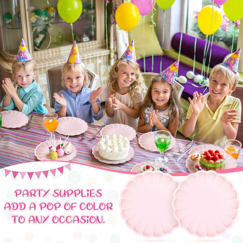 Newtay 30 Pcs Large Scalloped Paper Plates 9.5 Inch Shell Edge Disposable Dinner Plates for Birthday Wedding Baby Shower Party Decorations(Light Pink) - Image 3