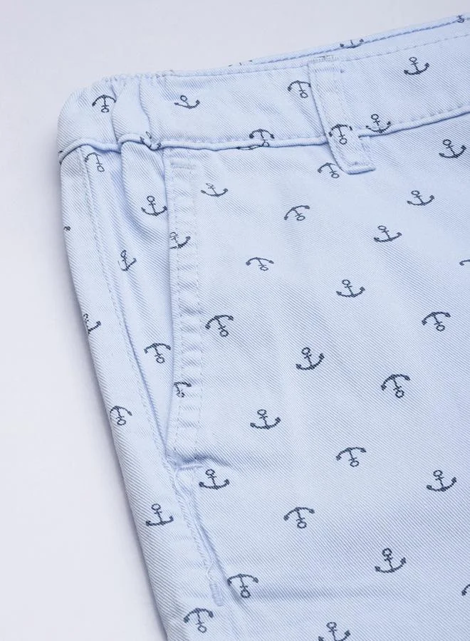 The Indian Garage Co Blue Men Blue Slim Fit Printed Shorts for Men | Best Price UAE