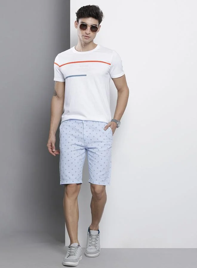 The Indian Garage Co Blue Men Blue Slim Fit Printed Shorts for Men | Best Price UAE