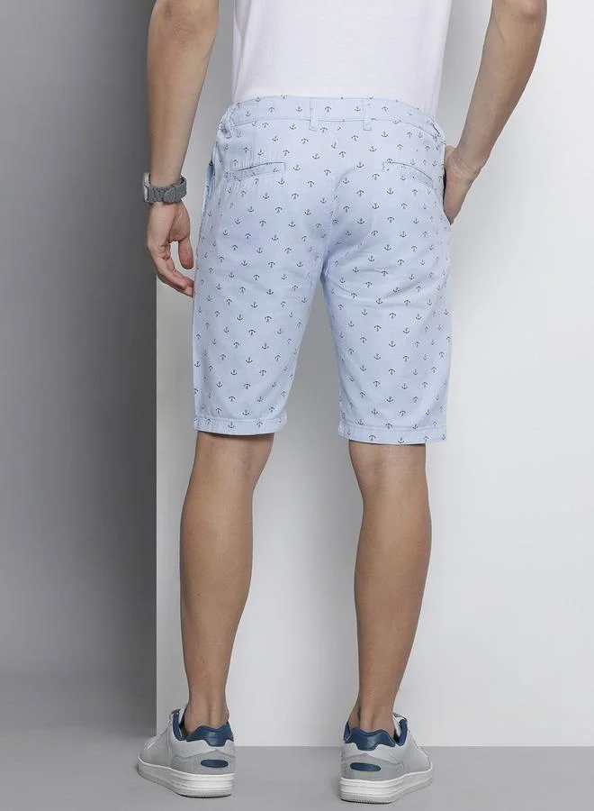 The Indian Garage Co Blue Men Blue Slim Fit Printed Shorts for Men | Best Price UAE