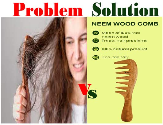 Rufiys Wooden Comb For Women Men Kids Curly Hair Detangler Wide Tooth Neem Wood Anti Dandruff Hair Growth Frizz Control Combo Pack of 4 - Image 2