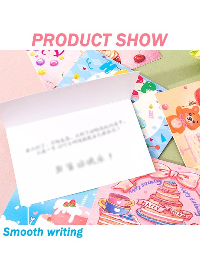 6 قطع من بطاقات عيد ميلاد مرسومة يدويًا للأولاد والبنات، بطاقات تهنئة فارغة ومغلفات، بطاقات ملاحظات مبهجة للأصدقاء والعائلة والزملاء للاحتفالات والحفلات - Image 5