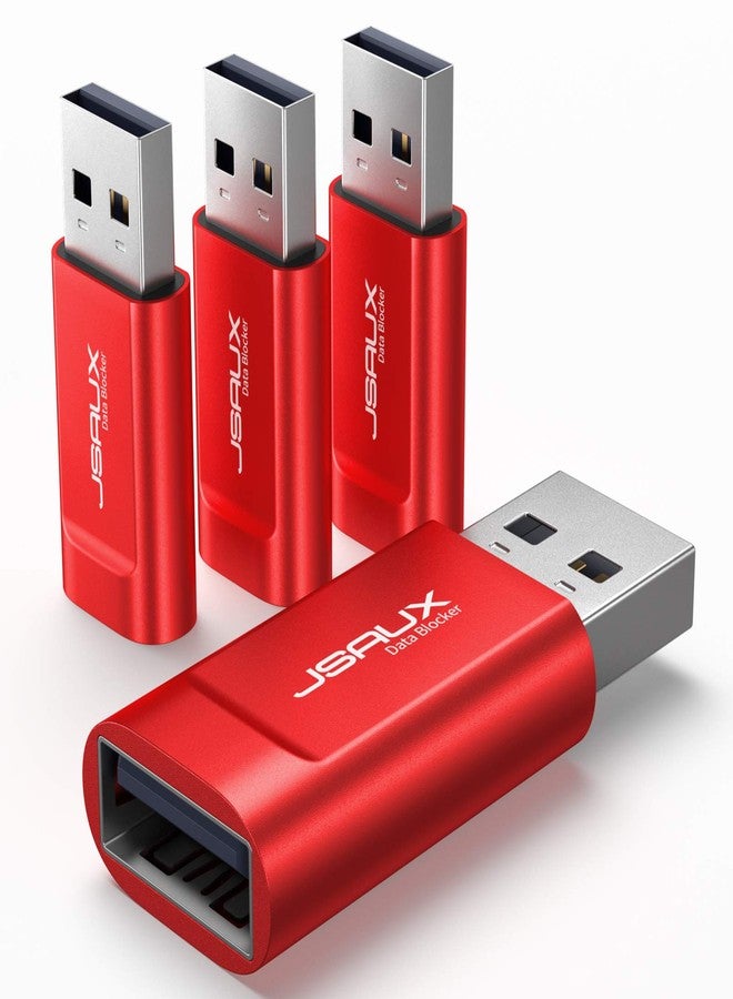 JSAUX USB Data Blocker, (4-Pack) USB A Defender Only for Quick Charge, Protect Against Juice Jacking, Refuse Hacking Provide Safe Charging- Red - Image 1