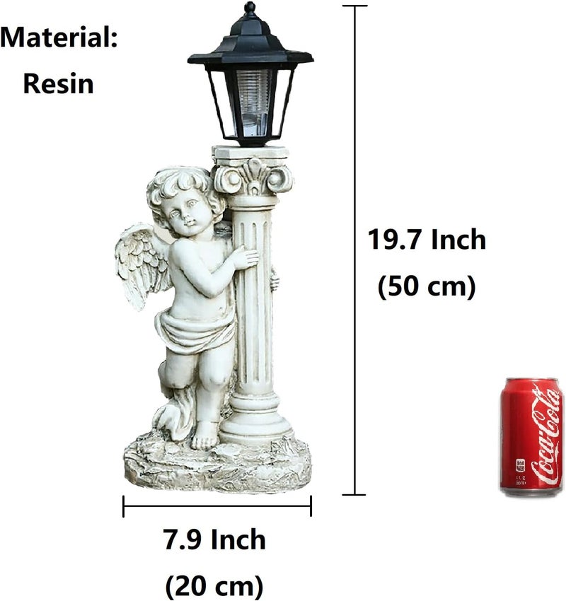 Aloak Angel Statue with Solar Lights (Left) 19.7 Inch, Outdoor Solar Angel Garden Statue with Roma Pillar for Garden Lawn Deocr, Christian Religious Gift - Image 2