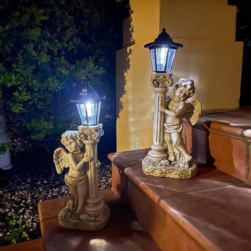 Aloak Angel Statue with Solar Lights (Left) 19.7 Inch, Outdoor Solar Angel Garden Statue with Roma Pillar for Garden Lawn Deocr, Christian Religious Gift - Image 4
