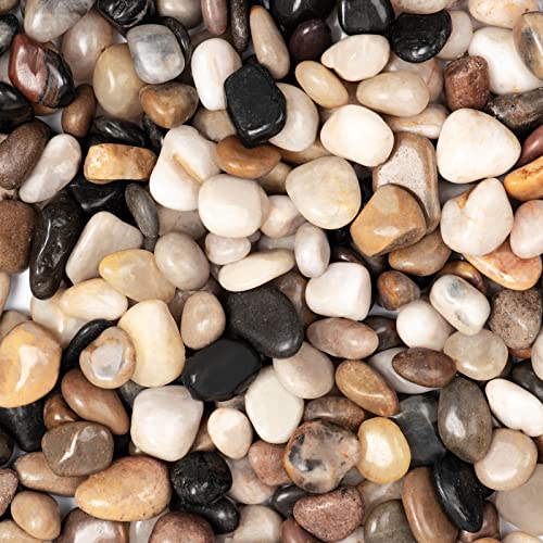 Ausluru 11lbs Natural River Rocks, Polished Pebbles for Plants Garden, 0.3-0.8 inch Decorative Peach Stones, Ideal for Fish Tank, Vases, Crafting, Home Decor and Garden Landscaping Rocks,Mix - Image 1