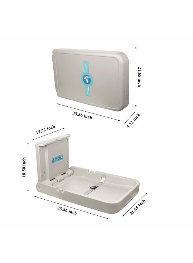 Modundry Baby Changing Diaper Station - Vertical Wall Mounted, Sturdy & Durable- with Safety Straps for Commercial Restrooms(White Granite) - Image 4