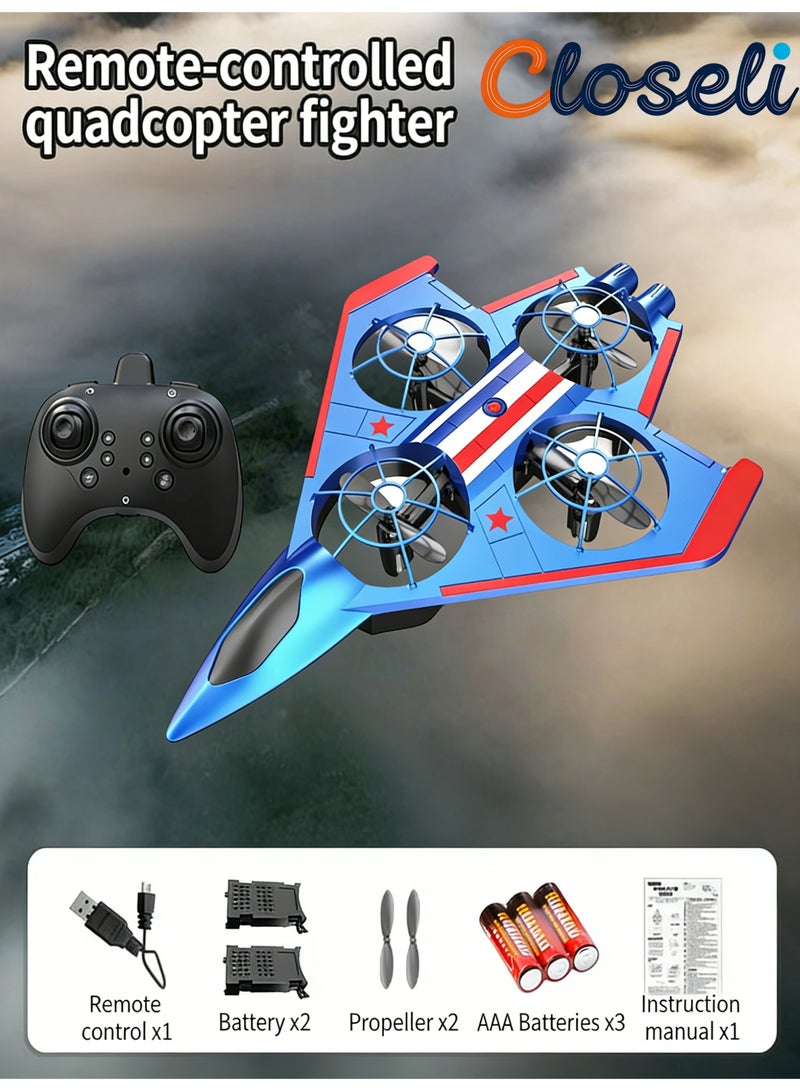 Closeli Kids Toy Drone, RC Fighter Jet, RC Aircraft, Quadcopter with 2 Rechargeable Batteries, Smart Hovering, 360° Flips, One-Key Start/Landing, Cool LED Lights, Durable Anti-Crash Body, 3 Speed Modes, Beginner Drone Gift - Image 1